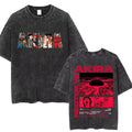 Washed Retro Japanese Anime Akira Print 100%Cotton Men Woment T-shirt Summer Autumn Daily Sports Party Casual Loose Short Sleeve