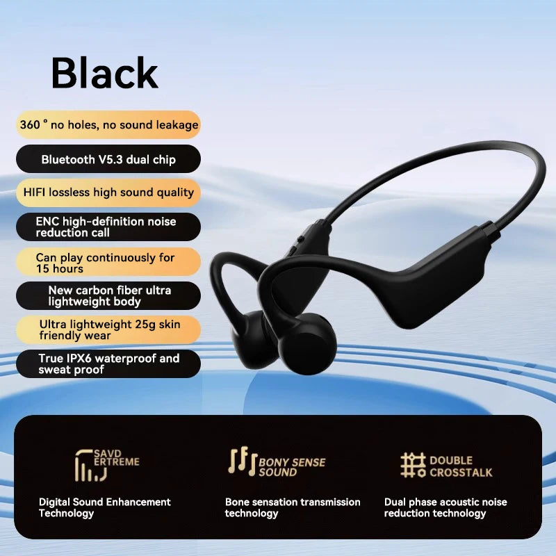 Wireless Bone Conduction Earphones For Running Swimming With Mic Hand-Free Bluetooth Headphone With TF Card Compatible Earbuds
