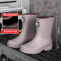 New Men's Style Rain Boots Fashion Mid-calf Waterproof Boots Work Warm Water Boots Wear-resistant Non-slip Fishing Rubber Shoes