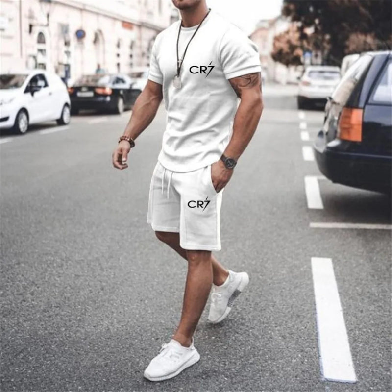 Men's Clothing Summer Suit CR7 Sports Comfortable Breathable Mesh Running Sets Jogging Fitness Tracksuit T - View 14 | SAMAG