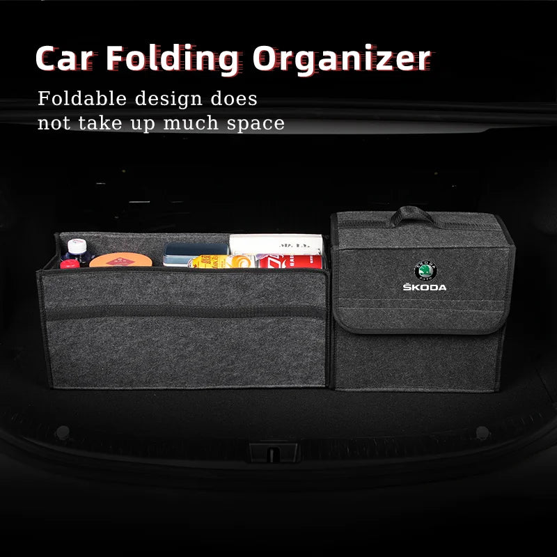 Car Trunk Organizer Bag Foldable Stowing Tidying Storage Box For Skoda Octavia Superb Rapid Kodiaq Karoq Fabia Kamiq Roomster