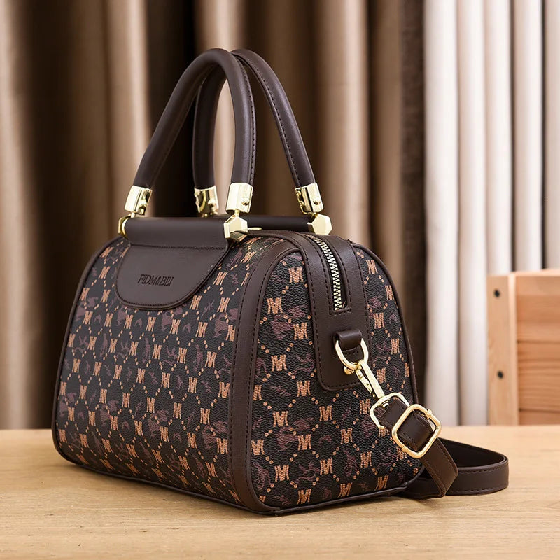 2025 New Fashion Boston Women'S Bag High Quality Printed Leather Pillow Bag  Shoulder Bags Handheld Classic Retro Crossbody Bag