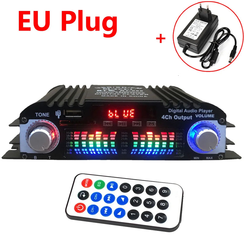 Woopker 45W*4 HiFi Sound Amplifier Digital 4 Channel Audio Amp Support Bluetooth Karaoke Player FM Remote Control for Home