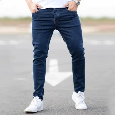 Spring Men's Black Blue Pants Pure Color Stretch Jeans | SAMAG