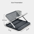 Aluminum Fold Flat Dish Drying Rack 2 Tier with Drainboard Collapsible for Kitchen Counter Space Saving - View 6 | SAMAG