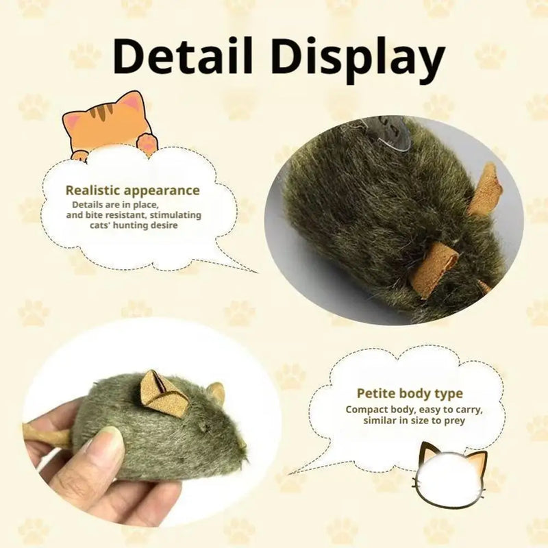 3PCS Mice Plush Cat Toy Simulation Mouse Automatic Chirping Interactive Mice Cat Toy Kitten Bite Resistance Toy Pet Supplies