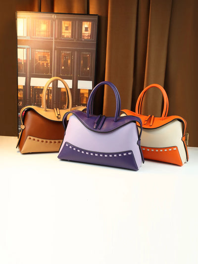 Cross-border contrasting splicing Boston handbag women's | SAMAG