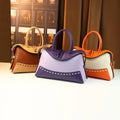 Cross-border contrasting splicing Boston handbag women's fashionable new retro women's large-capacity pillow bag