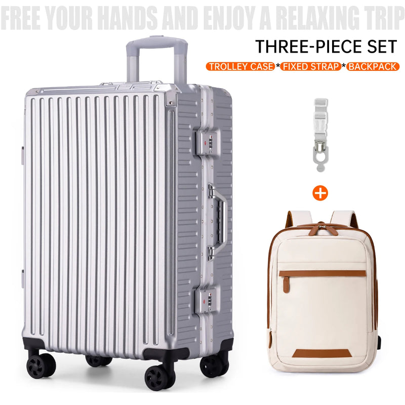 Trolley Luggage 20 24 26 28" Aluminum Frame Rolling Luggage Case USB Travel Suitcase on Wheels Combination Lock Carry on Luggage