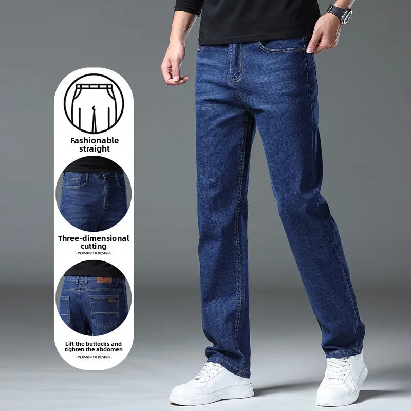Men's Straight Denim Pants Brand Clothes Black Blue Jeans | SAMAG