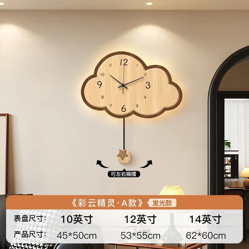 Cloud-Shaped Wall Clock LED Perpetual Calendar 2024 Motion-Sensor Silent Mechanism Long Battery Life