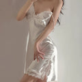 Sexy Lace V Neck Lingerie Dresses Women Night Dress Satin | SAMAG
