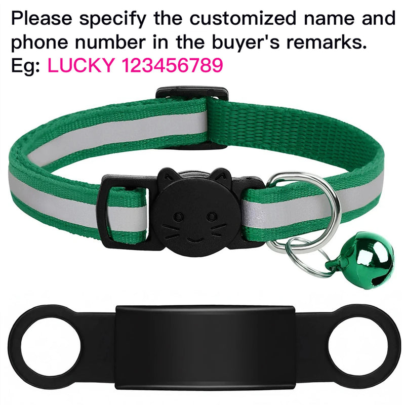 Customized Pet Collar Reflective Cat Collars Free Engraved Puppy Kitten Pet ID Nameplate Necklace With Bell Anti-lost For Cats