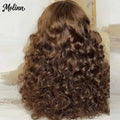 Chocolate Brown Wig Body Wave Lace Front Wig With Bangs 13x4 HD Synthetic Lace Frontal Wig for Women Glueless On Clearance Sale
