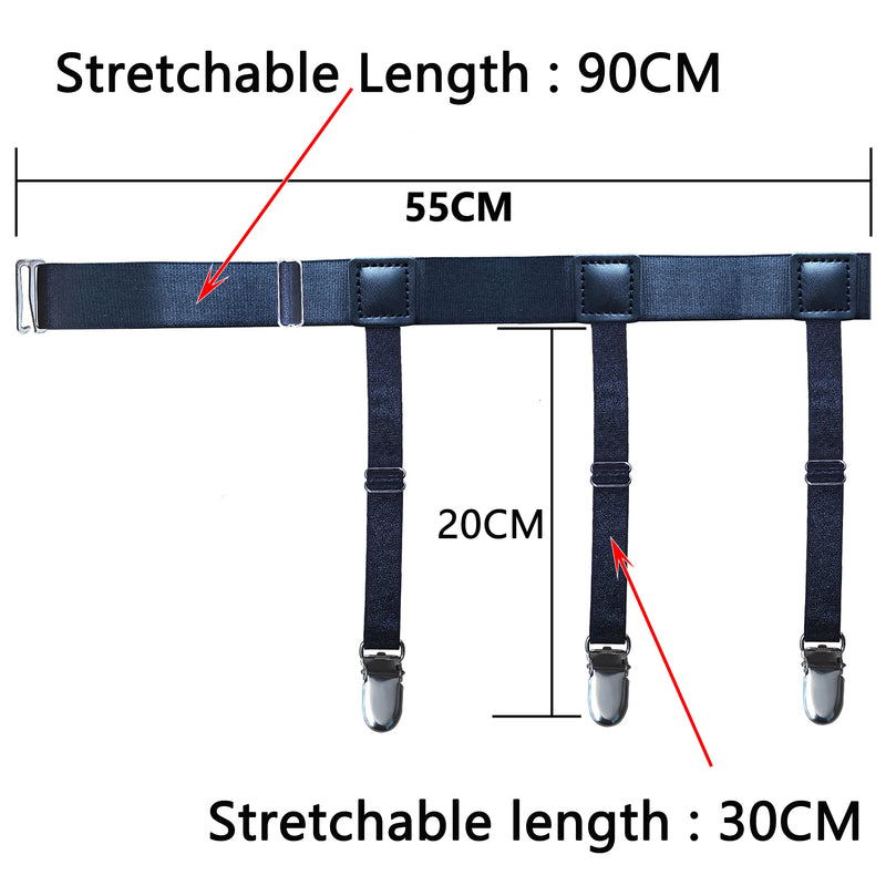 Hot Sell Classic Black Men Shirt Stays Belt With Non-slip Locking Clips Keep Shirt Tucked Leg Thigh Suspender Business Accessory