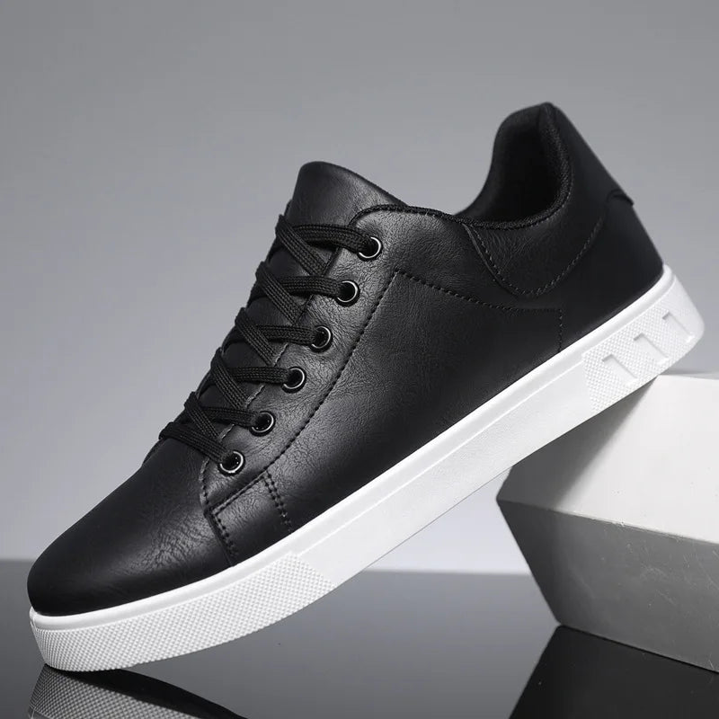 Black Vulcanized Sneakers Men's Flats Comfortable Shoes Lace up Zapatillas Hombre Autumn Spring Fashion Sneakers Plus Size 39-48