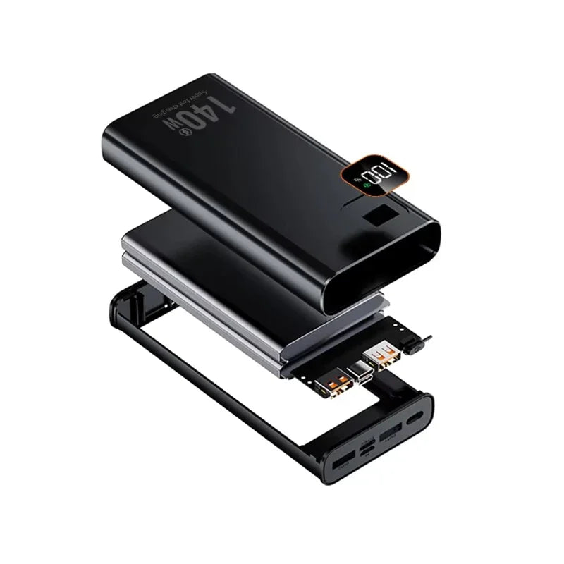 Lenovo 2026 140W 500000mAh Ultra Capacity Power Bank Super Fast Charging CCC Portable Charger For IPhone Samsung