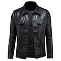 2024 Autumn and Winter New Men's Fashion Handsome with Solid Color Boutique Lapel Motorcycle Leather Coat Slim Fashion  M-5XL