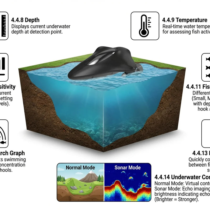 Wireless Fish Finder Boat with Sonar, Remote Control RC - View 5 | SAMAG