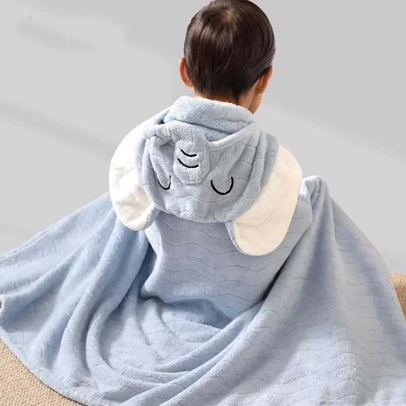 Thickened Absorbent Cotton Baby Bath Robe Cartoon Hooded Design Portable Soft Swaddle Blanket Infant Shower Daily Care Towel