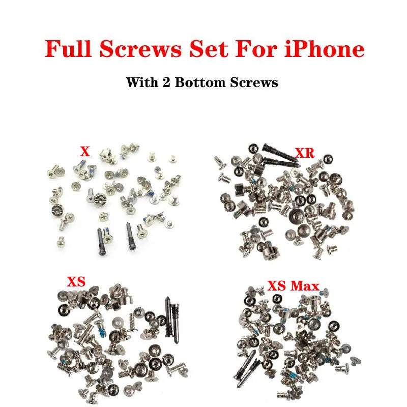 Full Screws Set Replacment for iPhone 5 5S 6 6S 7 8 Plus X XR XS Max with Bottom Pentalobe Screw