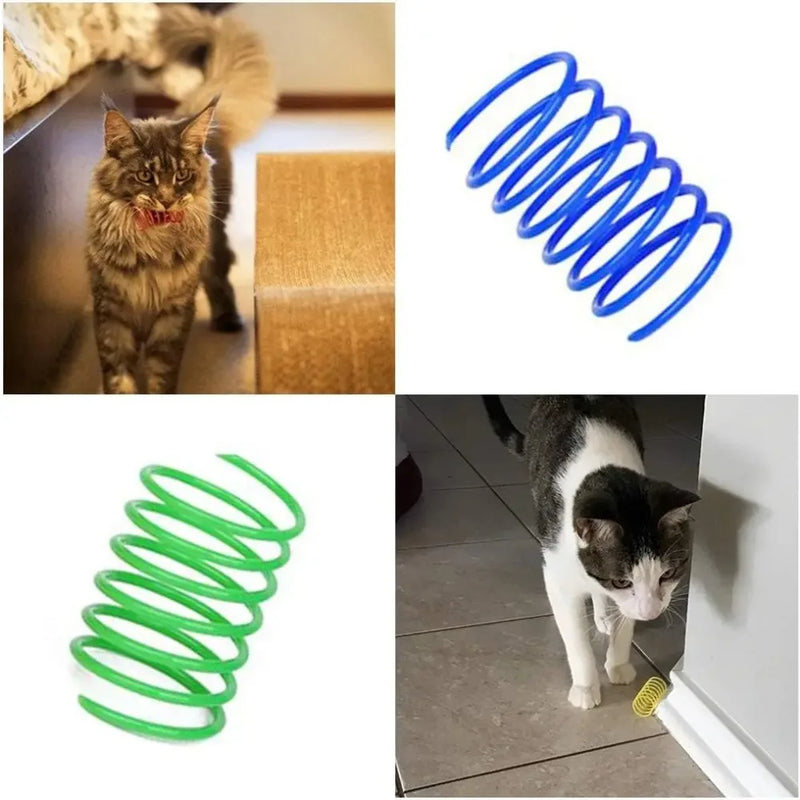 4Pcs Cat Spring Toy, Cat Spiral Toys Interactive for Indoor Colorful Cats Plastic Springs Coil for Kitten Hunting Swatting