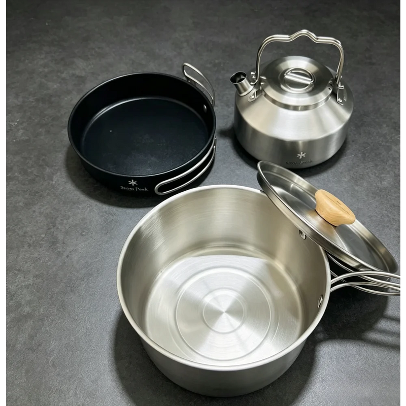 snow peak Stainless Steel Camping Cookware Portable Non Stick Cooking Pot Kettle Outdoor Camping Hiking Picnic Travel