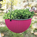 Garden Decoration Plastic Woven Plaited Baskets with Chain Home Decor Houseplant Flowerpot Round Hanging Flower Pots Balcony