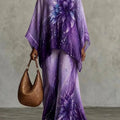 Women 2 Piece Outfit Floral Print Loose Batwing Sleeve Blouse Wide Leg Pants Set Casual Bohemian Vacation Two‑Piece Suit Autumn