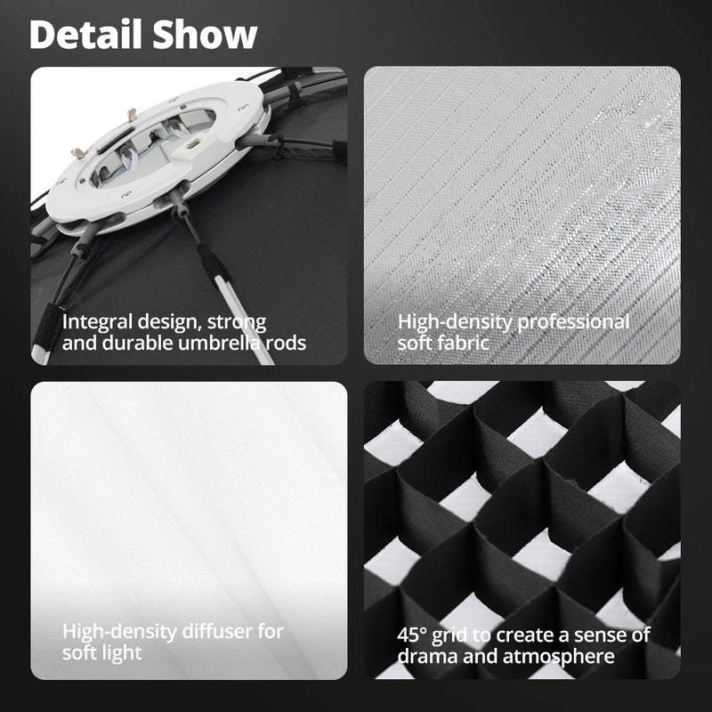 AMBITFUL 30*120cm 60*90cm Bowens Mount Strip Softbox Grid Side Wings Open Mattbox Photography Quick-setup Studio LightBox Q7