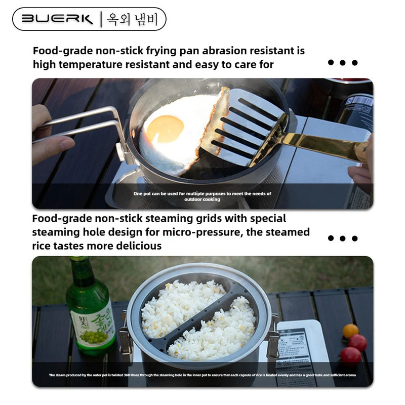 Outdoor Camping Multi Functional Steaming and Frying Pot, Stewed Rice Cooking Tool, 304 Stainless Steel Micro Pressure Cooker