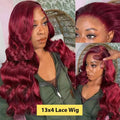 99J Burgundy 13x6 Hd Lace Frontal Human Hair Wig 13x4 Body Wave Human Hair Wigs Brazilian Red Colored Lace Front Wig 30 40 Inch