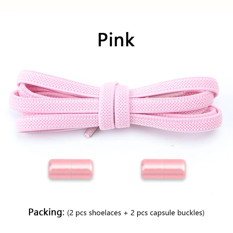 Flat Shoe Laces Without Ties Colored Matte Metal Lock Lazy Shoelaces for Men and Women Casual Shoes Elastic Shoelace 1 Pair