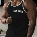 Summer European and American trendy men's fitness veststriped sports training styleslim-fitting casual vestwith letter printing