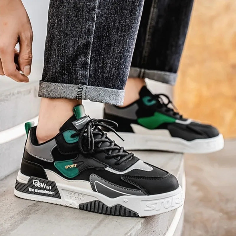 Men's Leather Low Top Sneakers Trendy Light Comfort Versatile Street Board Shoes Fashion Outdoor Men Running Casual Sports Shoes