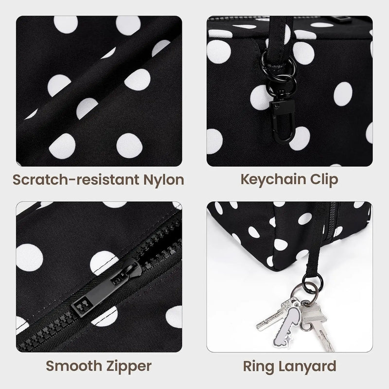 Slouchy Tote Bags Polka Dot Nylon Bowler Bag For Women Hobo Bags Large Shoulder Bag For Travel Work College Nylon Bowler Bag For Women Slouchy Lightweight Crescent Bag With Zipper Travel Tote Bag For Women Sandproof Swim Pool
