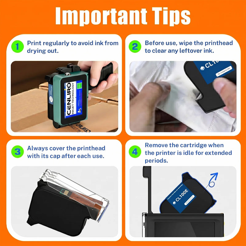 Cenliro CL100E 12.7mm Quick Dry Solvent Ink Cartridge Waterproof High Adhesion for Handheld Mini Online Inkjet Printer 1/2/5pcs