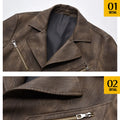 Men's Brown PU Jackets with Lapels for Fall and Winter, Dark Gray Faux Leather Coats for Spring, European Sizes S–XXXL.