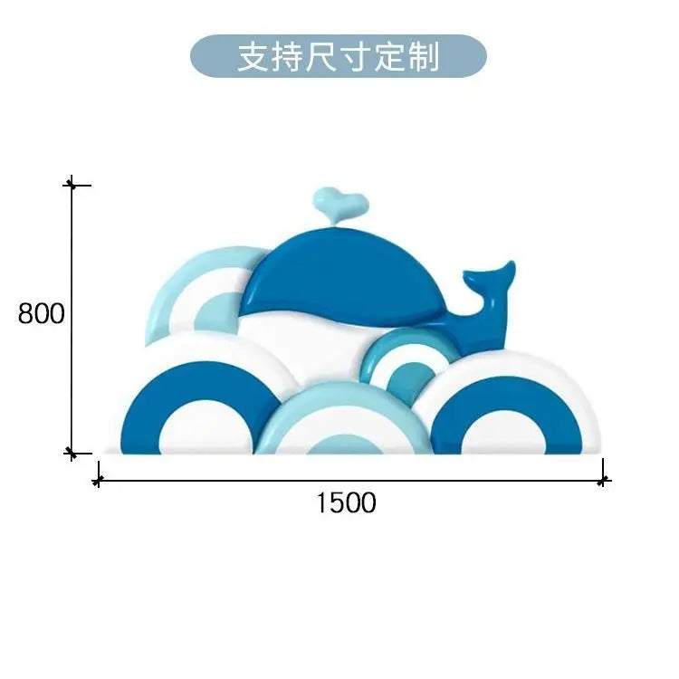 Cartoon Dolphin Wall Sticker Self-adhesive Blue Children's Room Bedside Soft Bag Anti-collision Cartoon Background Wall Backrest