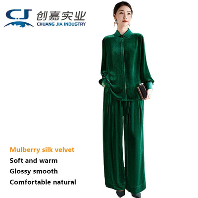 Silk Velvet Spring Autumn Ladies Set Long Sleeves | SAMAG