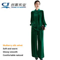 Silk Velvet Spring Autumn Ladies Set Long Sleeves and Trousers Two Pieces Elegant Temperament Light Luxury Outdoor Women's Wear