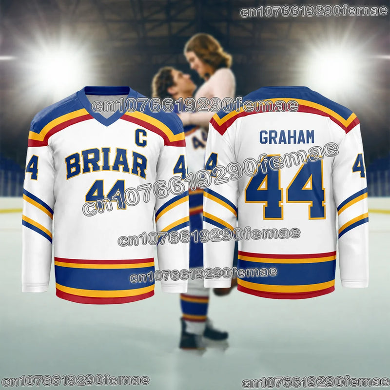 2026 New Briar University Hockey Jersey Cosplay Long Sleeve V-neck T-shirt Graham 44 Off Campus Sports Top for Men Women