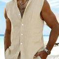 Summer Men's Fitness and Casual Vest, Loose-Fitting Sleeveless Shirt, Linen Material