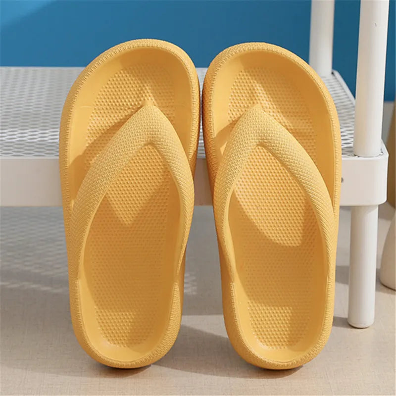 Rimocy Soft Sole EVA Women's Flip Flops 2025 Summer Beach Non-slip Cloud Slippers Women Thick Platform Clip Toe Bathroom Slides