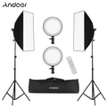 Andoer Professional Studio Photography Softbox LED Light Kit with 50*70cm Softboxes/ 45W 3200K-6400K LED Lights/ 2M Light Stands