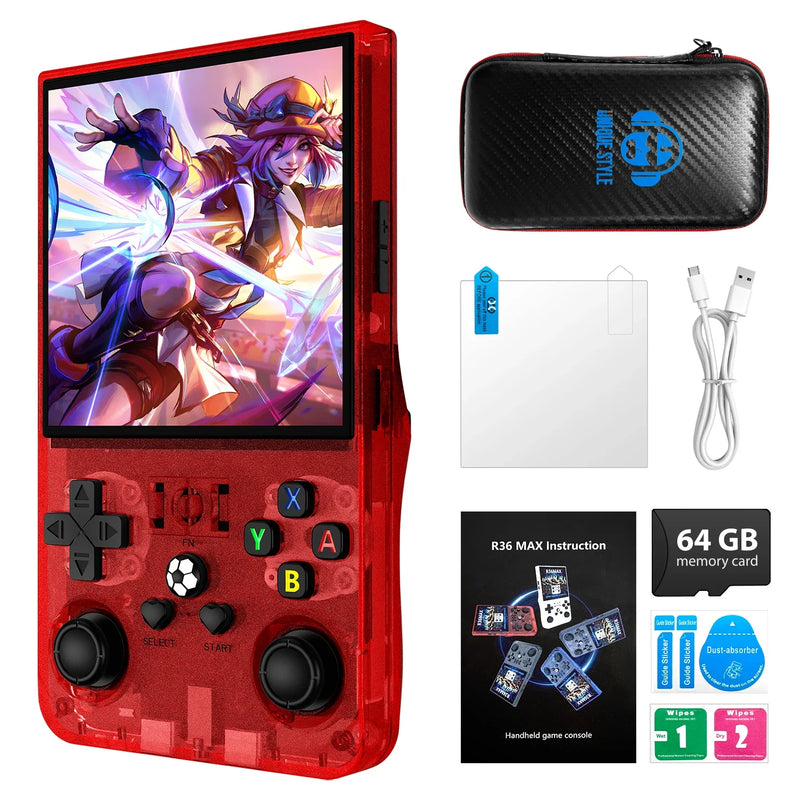 Open Source R36MAX Portable Video Game Player Console 18000+ Games Retro Handheld Game Console 4.0 Inch IPS Screen Linux System