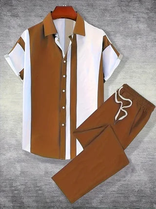 2-Piece Printed Men's Summer Short-Sleeved Button-Down | SAMAG