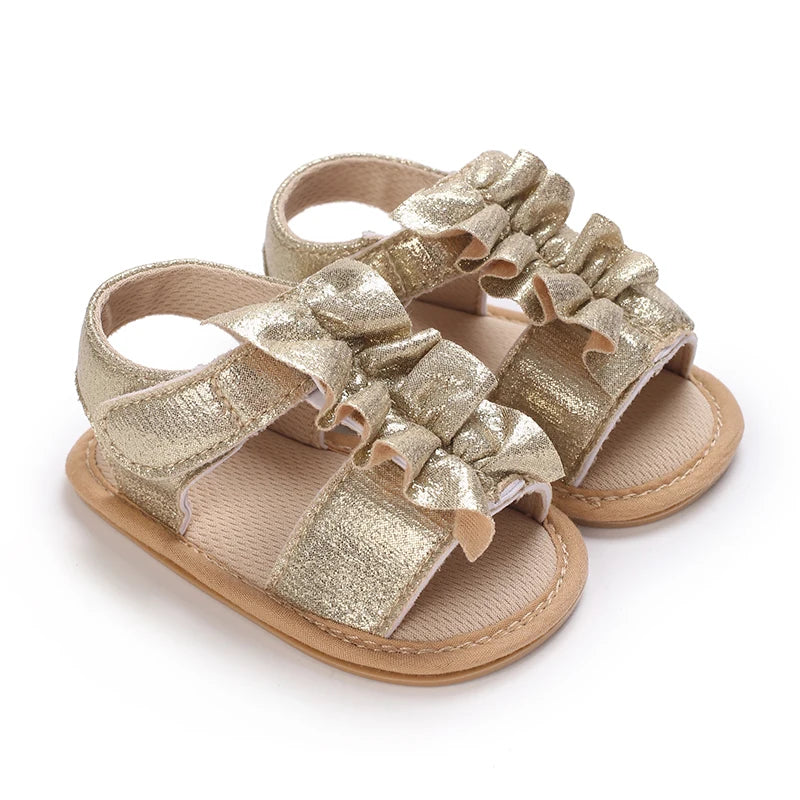 Gold Color Theme Christening baby Shoes for 1 Year Old Newborn Baby Baptismal Shoes for Girl Kids