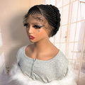 Short Full Lace Braiding Wig Synthetic Cornrow Knotless Box Braided Wigs Natural African Bantu Braids Wig for Black Women