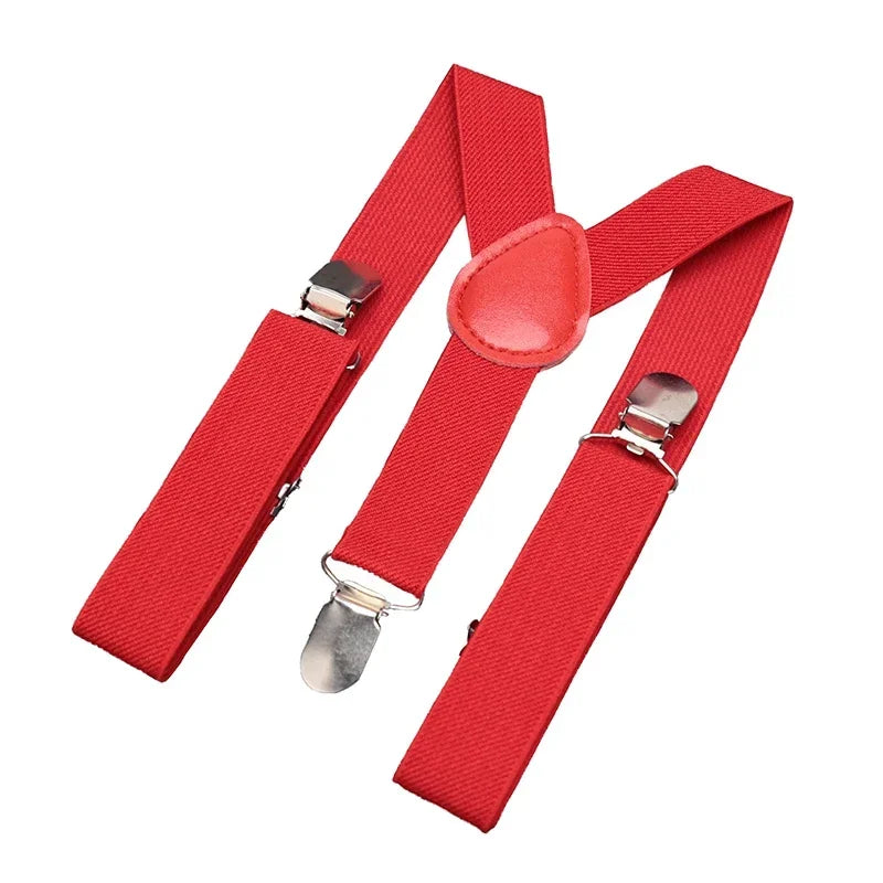 Solid Color Kids Suspenders with Fashion Children Boys Braces Girls Elastic Adjustable Suspenders Baby Wedding Ties Accessories